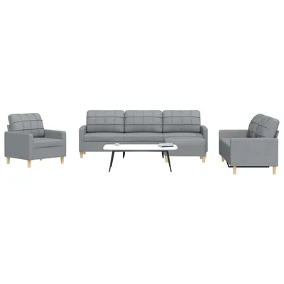 Gossi set canapele cu taburet, 4 piese, gri deschis, textil