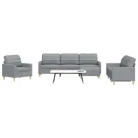 Gossi set canapele cu taburet, 4 piese, gri deschis, textil