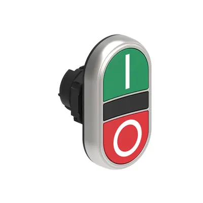Buton dublu, diametru Ø22MM PLATINUM SERIES, 2 FLUSH PUSH BUTTONS. BOTH diametru, GREEN -Rosu/ I - 0