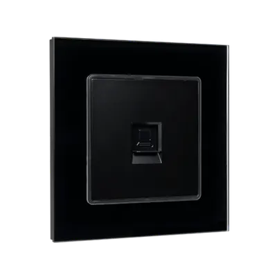 Single Lan Socket Glass Frame Black