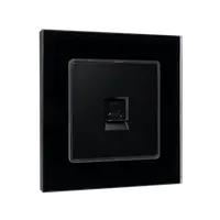Single Lan Socket Glass Frame Black