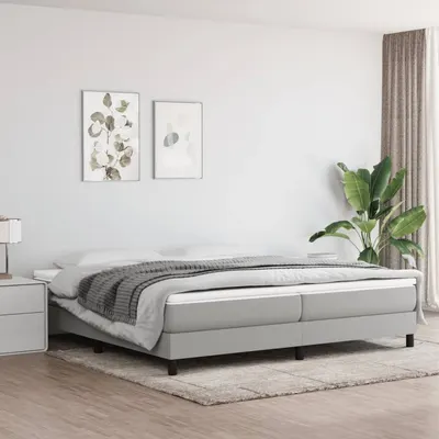 vidaXL Cadru de pat cu arcuri, gri deschis, 200x200 cm, textil