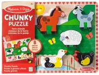 Puzzle din lemn Melissa & Doug - Animale de fermă, 8 piese