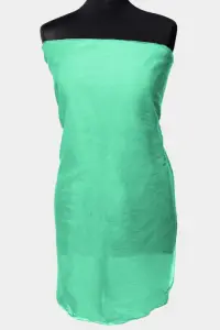 Esarfa verde turcoaz, dreptunghiulara, in colturi alungite, din bumbac si matase