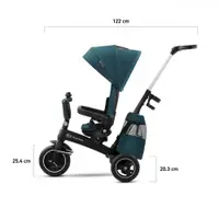 Tricicleta pentru copii Kinderkraft Easytwist Midnight Green cu scaun reversibil, pozitie de somn, cauciucuri PU, protectie UV de la varsta de 9 luni