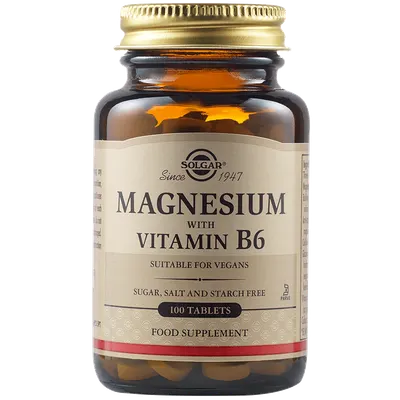 Magneziu cu Vitamina B6, 100 tablete, Solgar