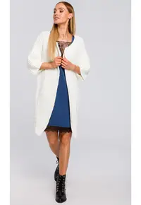 Cardigan lady - M472 - Oversize - Uni - Ecru - lungime lunga - fara