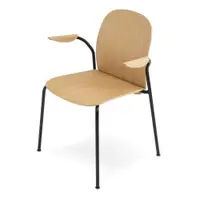 Scaune de dining în culoare naturală cu cotiere/stivuibile 2 buc. cu aspect de lemn de stejar Book – Gazzda