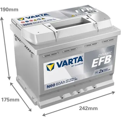 Baterie Auto Varta N60 Dynamic EFB 60Ah 12V 560500064K262