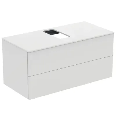 Dulap baie suspendat Ideal Standard Adapto pentru lavoar, 105 cm, alb lucios, blat cu decupaj