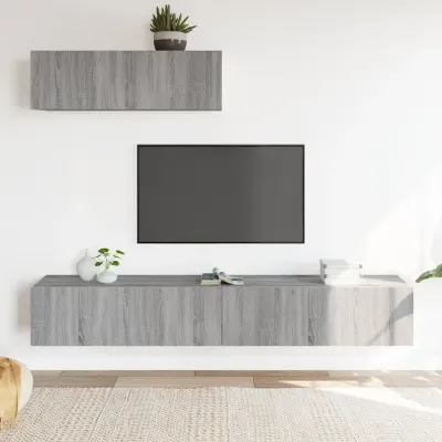 vidaXL Set dulap TV, 3 piese, gri sonoma, lemn prelucrat