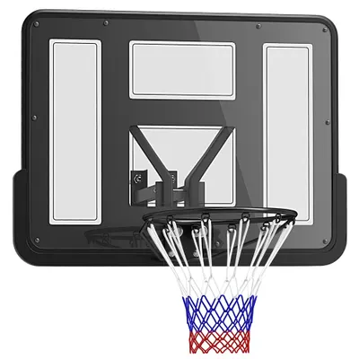 SPORTNOW Panou de baschet mural panou basket cu placă incasabilă cerc din oțel și plasă anti-rupere 110L x 75H cm negru | Aosom Romania
