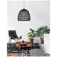 Lampa suspendata DESTIN Negru Ratan Negru Fabric Wire & Baza LED E27 1x12 Wat 230 Volt IP20 Fara bec