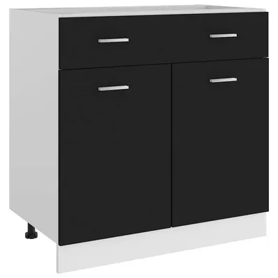 vidaXL Dulap inferior cu sertar “Lyon”, negru, 80x46x81,5 cm