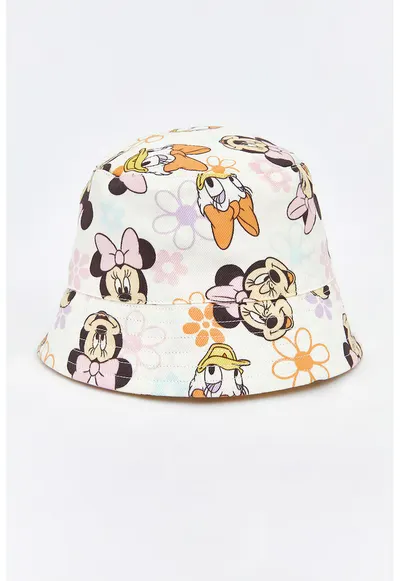 Palarie bucket de bumbac Minnie Mouse&Daisy - Alb/Portocaliu/Roz