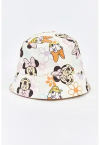 Palarie bucket de bumbac Minnie Mouse&Daisy - Alb/Portocaliu/Roz