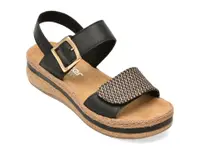 Sandale RIEKER negre, V0951, din piele naturala