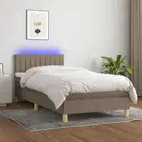 Gossi pat cu arcuri, saltea si led, gri taupe, 90x200 cm, textil