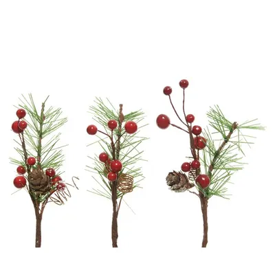 Ornament - Berry Hanger with Pine - Red - mai multe modele