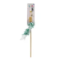 Jucărie interactivă băț pisici puf alb-verde 40cm