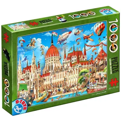 Puzzle 1000 Piese, Cartoon – Palatul Parlamentului din Budapesta, D-toys