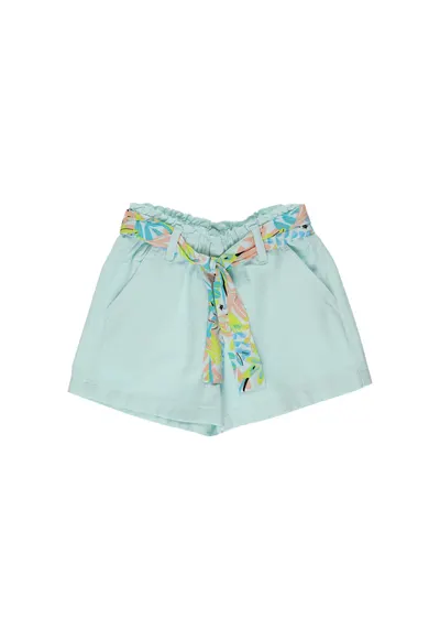 Pantaloni scurti cu esarfa in talie - Jungle - Verde Mint - pentru fetite - Verde menta