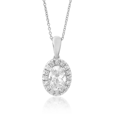 Lant cu pandantiv din aur alb cu diamant de 0.6ct si diamante de 0.123ct