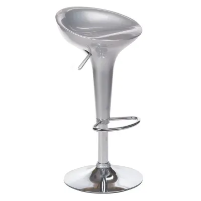 Scaun de bar, design modern, reglabil pe inaltime, cadru din metal, argintiu