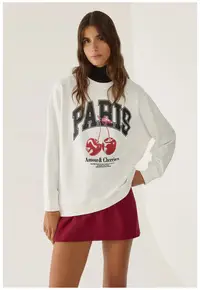 Bluza de trening cu guler rotund lejer