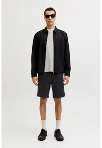 Pantaloni scurti chino din amestec de bumbac organic cu talie medie - Negru