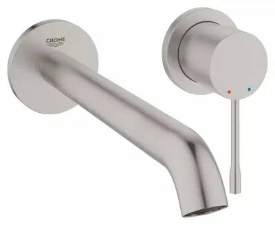 Baterie lavoar Grohe Essence 29193DC1, montare pe perete, 230 mm, necesita valva, Otel satinat