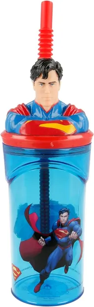 Pahar cu pai și 3D figurină Stor Superman - 360 ml