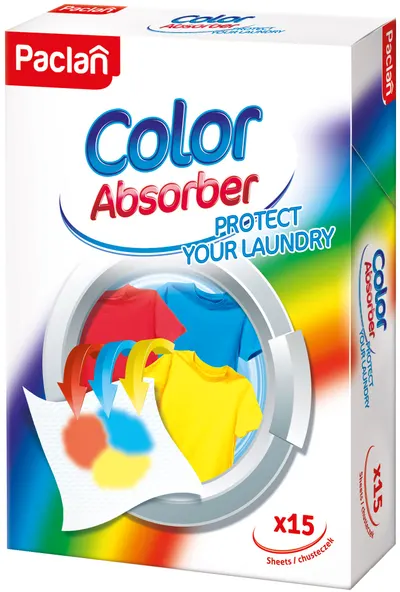 Șervețele umede care prind culoarea pentru țesături colorate Paclan - Color Absorber, 15 buc.
