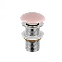 Ventil lavoar click-clack cu capac ceramic roz mat fara preaplin, Foglia