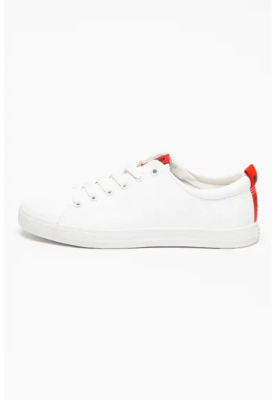Pantofi sport de piele ecologica cu detalii contrastante - Alb