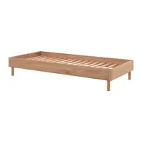 Pat în culoare naturală din lemn de stejar fără tăblie cu somieră 90x200 cm Forrest – Vipack