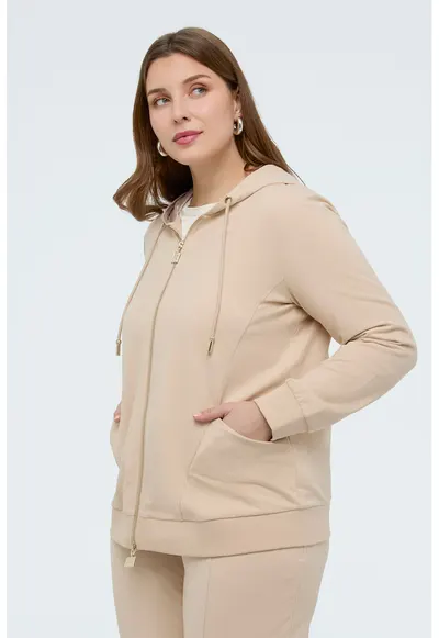 Hanorac regular-fit cu model uni - Bej deschis