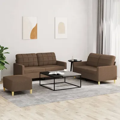 Gossi set de canapele cu perne, 3 piese, maro, textil