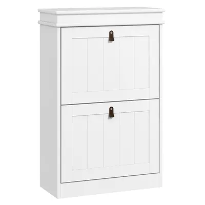 HOMCOM Dulap pantofi îngust cu 2 uși abătătoare și rafturi ajustabile, capacitate 10 perechi, 54x24x82,5 cm | Aosom Romania