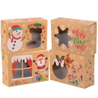 Set 8 cutii Crăciun 4 modele cu fereastră, etichetă si sfoară - kraft - Default Title
