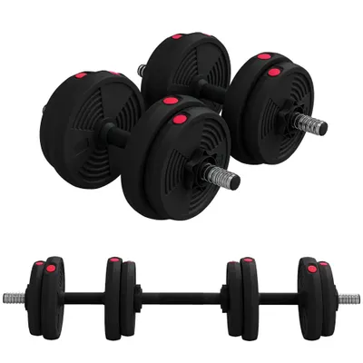 SPORTNOW Haltere 2 în 1 ajustabile, gantere cu mânere antiderapante, 15KG - Bare incluse | Aosom Romania