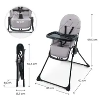 Scaun de masa pentru copii Kinderkraft Binci Grey