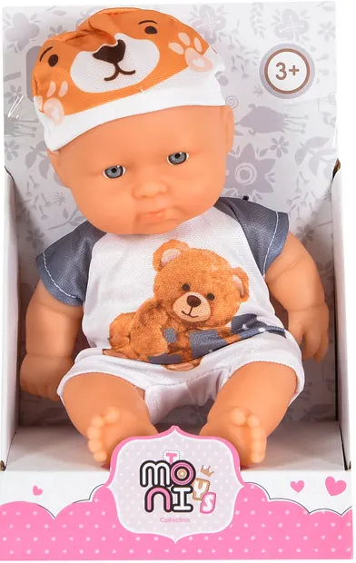 Păpuşă Moni Toys - În haine de ursuleț, 20 cm