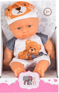 Păpuşă Moni Toys - În haine de ursuleț, 20 cm