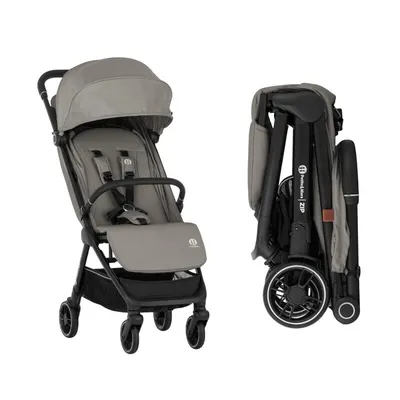 Carucior sport, Petite&Mars, Zip, Pliere automata cu o mana, Potrivit pentru avion, De la nastere, Pana la 22 Kg, Pozitie de somn, Usor- 7kg, Capacitate cos- 5 kg, Reglare spatar, suport de picioare, Bara detasabila, Gri
