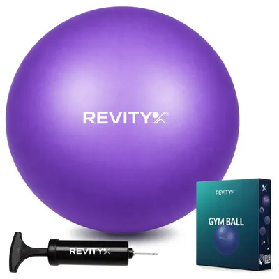 Minge Pilates și fitness Revity Gym Ball Mini 22 cm, mov, cu pompă