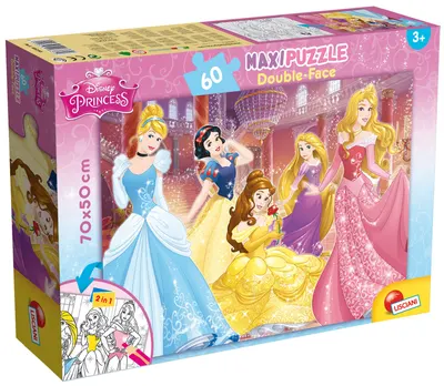 Puzzle cu două fețe Lisciani de colorat din 60 piese - Prințese