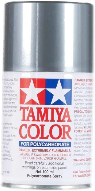 Vopsea spray Tamiya pentru suprafete transparente din policarbonat - PS-63 Bright Gun Metal (100 ml) (TAM86063)