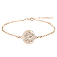 Ceres - Bratara personalizata Soare si Luna din argint 925 placat cu aur roz