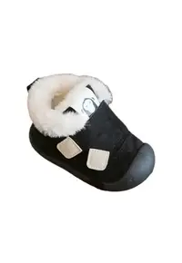 Pantofi Imblaniti - Model Snow - Piele intoarsa - Velcro - Negru